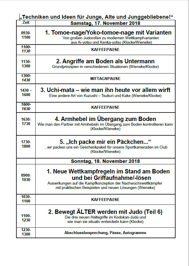 Lehrgang 2018 Zeitplan