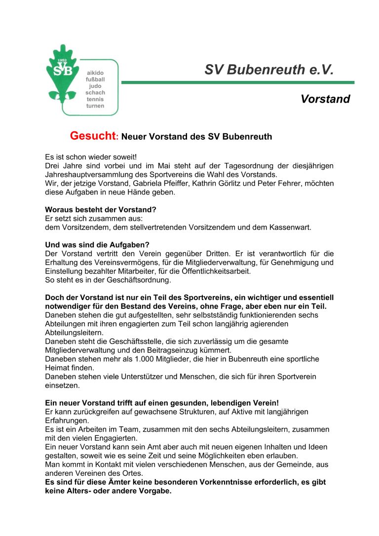 SV Bubenreuth Vorstand Gesucht1 k